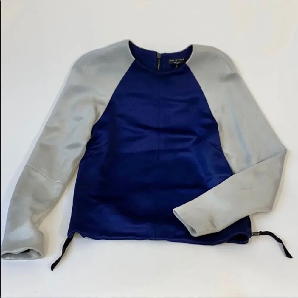 Rag & Bone blue gray color block long sleeves zip sweater XS